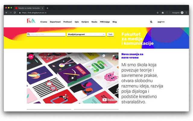 Startseite der Website der Faculty of Media and Communications